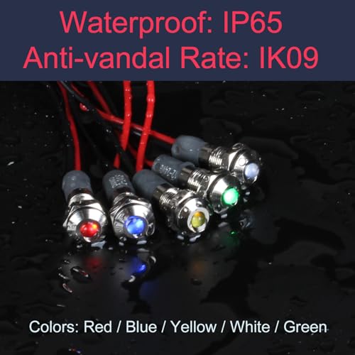 Luz LED Indicadora Azul 12-24V 6mm Cabeza Elevada 5 Pcs miniatura 5