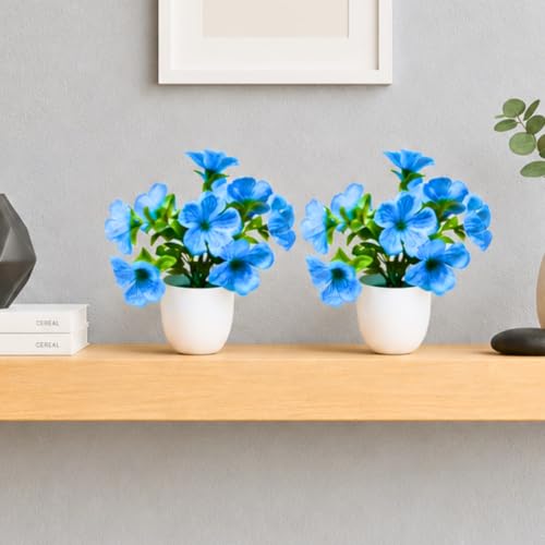 Image of fancymart Artificial Real Touch Flower Plant with Pot (Pack of 2), 16 cm Height, Decorative Faux Floral Plant for Home, Office, Living Room, Bedroom, Table & Shelf Decor