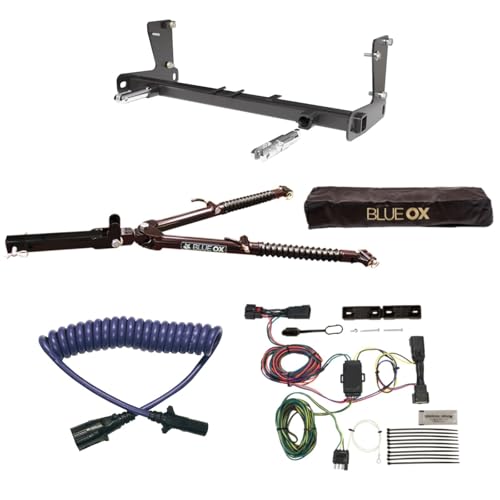 Blue Ox Ascent Tow Bar & Baseplate Combo with Electrical Cable Extension & EZ Light Wiring Harness fits 2018 2025 Jeep Wrangler JL | Includes TrendsAuto Decal