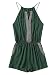 Romwe Women's Casual Embroidered Tape Detail Cami Romper Jumpsuit with Pockets Green M