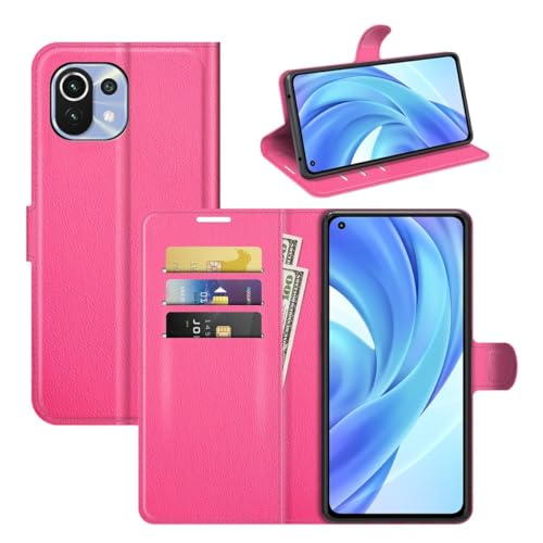 Étui Xiaomi Mi 11 Lite à clapet rose pour protéger l'écran des rayures