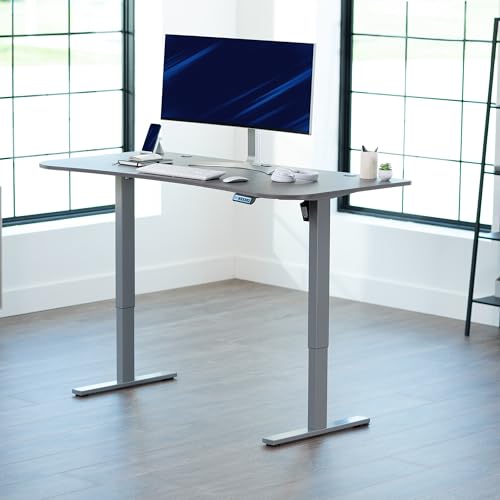 Image of VIVO Dark Gray 63 x 32 in Standing Desk, DESK-KIT-1G1G | Electric, Holds 220 lbs, Sit Stand Up, Height Adjustable, Home Office, Memory Presets, 1B Series, Gray Frame