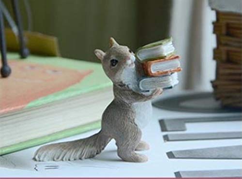 Preisvergleich Produktbild Skulptur Figur Dekoration Das Ursprüngliche Lustige Karikaturhäschen Der Landschaftsvieh Gehen Zur Schulvogel Squrriel Lesezahl Mikrolandschaftsschreibtischgeschenke 1