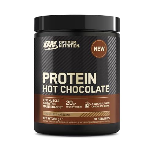 Optimum Nutrition Protein Hot Chocolate Hazelnut Powder, 20 g High Protein Per Serving, ProTherma Hydrolyzed Whey for Easy Mixing, Tasty Shake for Muscle Growth & Maintenance, 10 Servings, 350 g