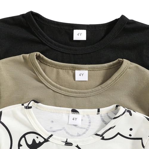 Toddler Boys Long Sleeve Shirts- Sports Car Print Little Boys Sweatshirt- Boys Shirts 3 Pack Sets(3-7 years)2