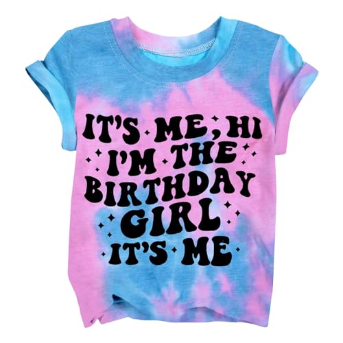 Image of LOTUCY Birthday Girl Outfit for Kids Its Me Hi Im The Birthday Girl Shirt Letter Printed Princess Birthday T-Shirt