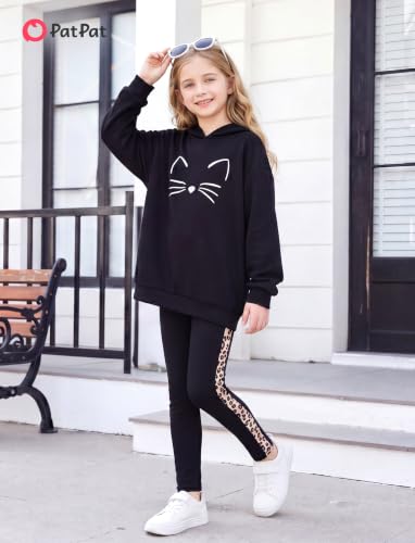 Image of PATPAT Girls 2 Piece Outfits Long Sleeve Hoodie and Leggings Clothing Set Outfits for Girls 4-12Y Fall /Winter Outfits