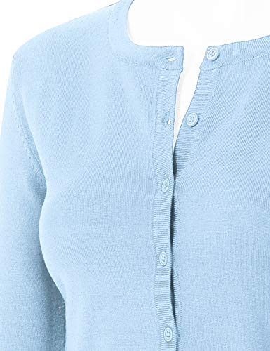 Image of Women's 3 /4 Sleeve Crew Neck Button Down Stretch Knit Cardigan Sweater (S-3XL)