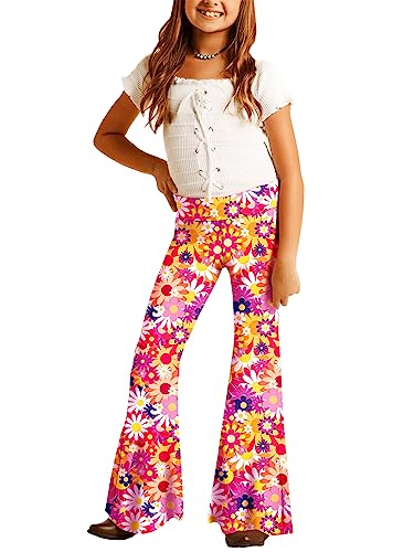 Image of Deerose Girls Halloween Hippie Bell Bottom Pants High Waist Flare Pants 5-14 Years