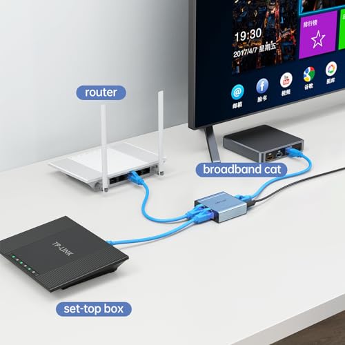 MT-VIKI Ethernet Splitter High Speed 1 to 2, 100/1000Mbps RJ45 Splitter with USB C Power Cable for Cat 5/5e/6/7/8, LAN Switch Internet Ethernet Network - Image 4