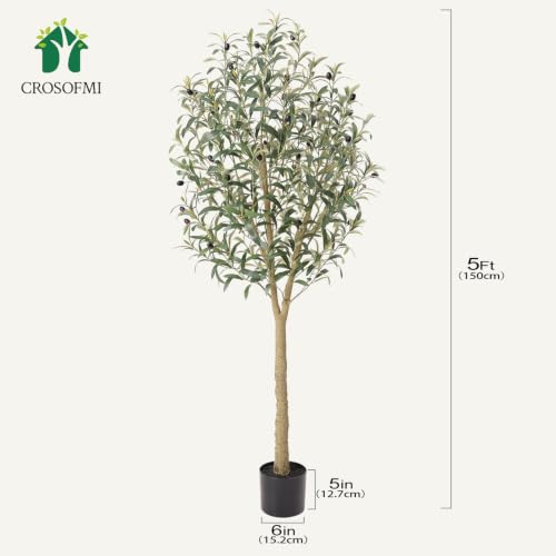 Miniatura 4 de Crosofmi Olivo Artificial Planta 150cm Plantas Artificiales Decorativas Grande Árboles Plástico De Interior Y Exterior Decoración Para Hogar, Oficina, Casa, Balcón, Dormitorio