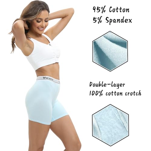 Image of Women's Anti Chafing Slip shorts Cotton Boxer Briefs Boyshorts Underwear 5.5 inch Inseam 5 Pack