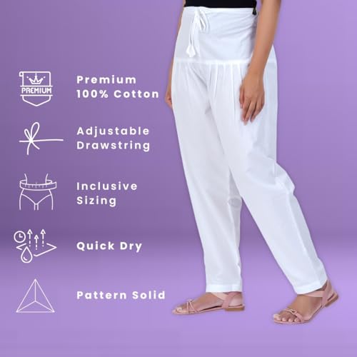 Image of Happy Bunny Salwar Pant - Modern Style Pure Cotton for Women - Ethnic Semi Patiala Trouser - Office,Home - All Day Comfort Wear with Drawstring