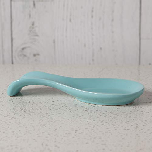 Now Designs Curved Stoneware Spoon Rest Eggshell Blue, 3.5X7.75 In #TOP2