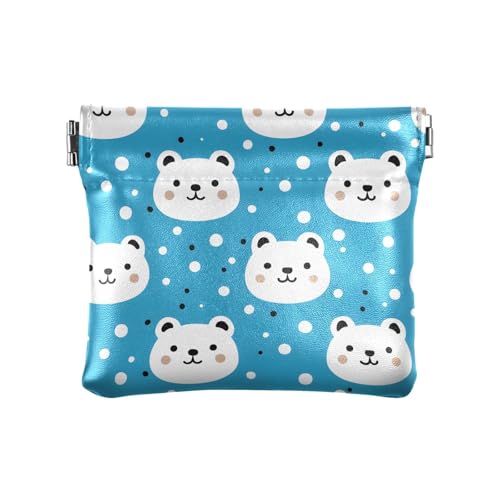 Coin Purse for Women Arctic Bear Polka Dot Coin Pouch Change Holder PU Leather Mini Wallet Portable Coin Bag Money Pocket