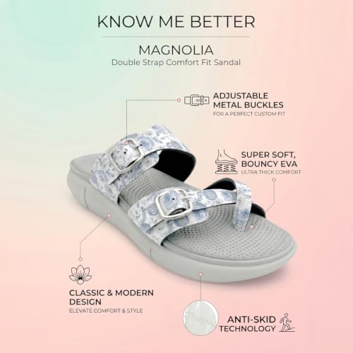 Image of KazarMax Women Magnolia Lightweight Double Strap | Cushioned | Bounce Back | Comfortable Flat Sandals