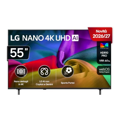 Migliori TV 55 pollici LG NANO AI UHD 55 Pollici, Serie NU8E 2026 Smart TV 4K - 55NU8E0B3LA