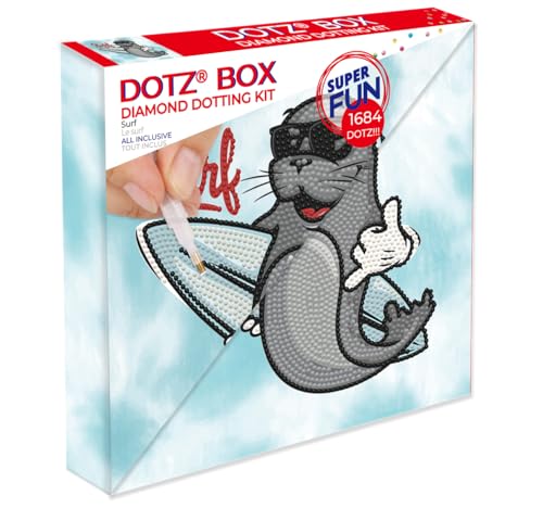 Image of DIAMOND DOTZ Surf Dotz Box Animal Diamond Painting Kits for Adults - Diamond Art Kits a Relaxing Creative Craft Kit with Dotz Gems 8.7 inchx8.7 inch