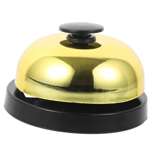 GRIRIW Service Bell Gold Hand Ring The Bell Easy to Use for Hotel Dining Metal Bar Restaurant