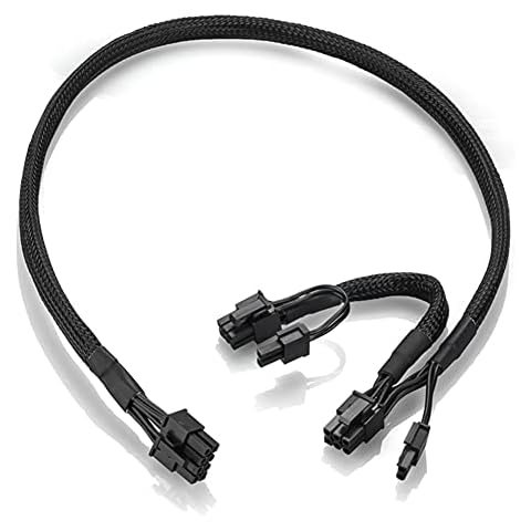 OwlTree Braided ATX PSU 8 Pin Male to Dual 8 Pin 6+2 Pin PCIe Male GPU Power Supply Splitter Adapter Cable ONLY for Corsair Modular Power Supply 23.6inch + 5.9inch Tinned Copper Wire 18AWG Cover
