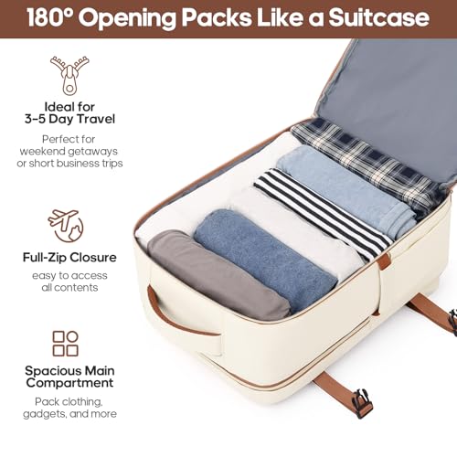 Image of UKEIN Luggage Sets 3 Piece, Carry On Luggage 20In With Spinner Wheels,PC Hardside Suitcase Set with TSA Lock,Durable Carry On Suitcase With Travel Backpack for Men (Cream, 3 piece set (BP /20inch))