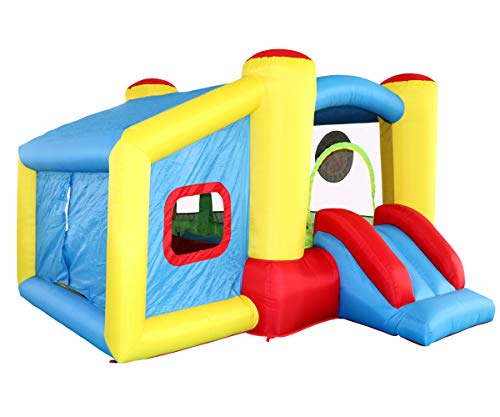 Wellfuntime Inflatable Bounce House With Blower, Jumping Castle Slide, Kids Bouncer With Ball Pit, Basketball Rim, Dart Target Game #TOP1