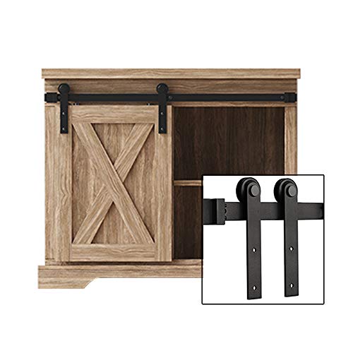 FREDBECK 3FT Mini Cabinet Sliding Barn Door Hardware Kit Single Door -TV Closet(No Cabinet)