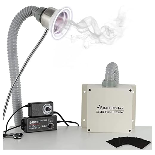 BAOSHISHAN Fume Extractor Solder Smoke Absorber Welding Fume Extractor 30W with 5 Pcs Activated Carbon Filters for Electronics Crafts ESD Soldering Station Work