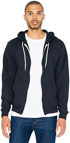 American Apparel Men's Flex Fleece Long Sleeve Zip Hoodie, Black, X-Small