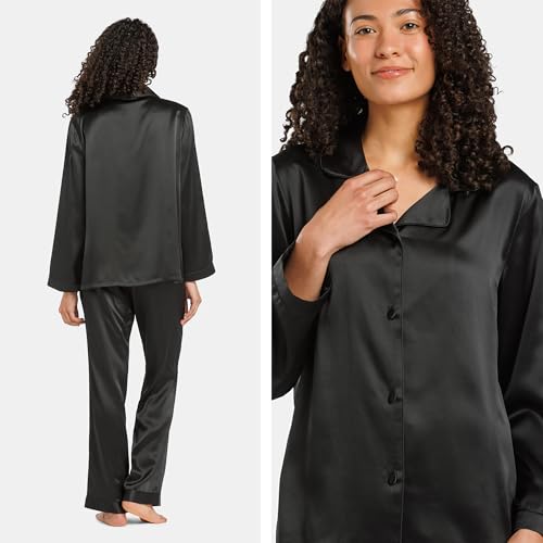 Image of Fishers Finery Women's 100% Mulberry Silk Long Pajama Set with Gift Box