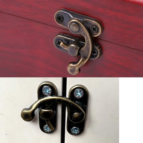 YINSHIU 12PCS Antique Latch Hook Box Clasp Clasp Hooks Door Hook Lock Latch Hook Bronze Tape Screws,Metal Ornament