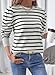 Spriolim Women's Striped Sweater Fashion 2026 Puff Long Sleeve Knit Top Casual Crew Neck Pullover Sweaters Black, X-Large