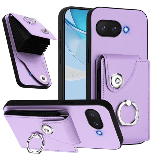 Coque Google Pixel 9A LEMAXELERS violette avec porte-cartes et anneau