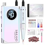 SAVILAND Nail Drill for Acrylic Nails Professional: 40000RPM Nail Drill 6000mAhm High Capacity Rechargeable Electric Nail File 13 Drill Bits for Nails Manicure Pedicure E File Sky Realm
