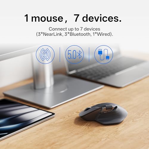 Image of Rapoo MT760 PRO Wireless Mouse, NearLink + Bluetooth 5.0 Multi-Device, 12K DPI, 2K Polling, Ergo for Work & Gaming, 11 Programmable Buttons, On-Board Memory, Quiet Clicks, USB-C, 120 Days Battery Life