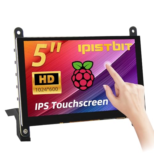 Image of 5 Inch LCD Touch Screen, 1024x600 IPS Display with Stand, HDMI Portable Monitor for Raspberry Pi 5 /4B /3B+ /3B /B+ /Zero /400, BB Black, Windows 10 8 7, Free Driver
