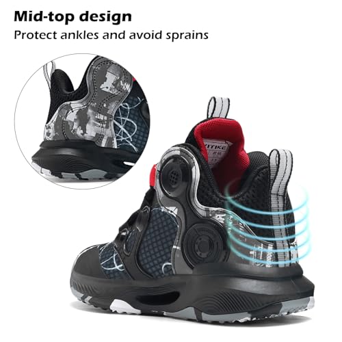 Image of VITUOFLY Kids Basketball Shoes Boys Sneakers Girls Mid-top Sports Shoes | Ankle protection, Non-slip TPR outsole, Cushioned shock-absorbing EVA midsole, Indoor outdoor sports for little & big kids