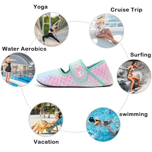Image of Water Shoes for Women Men Barefoot Beach Swim Aqua Socks Summer Wide Slides Sandals Quick Dry Pool River Sea Sock Shoes