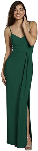 David's Bridal The Edit by DB Studio Jersey V-Neck Ruched Sheath Dress, Elegant 