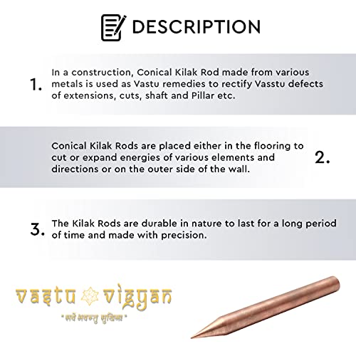 Image of Copper Kilak (6 Inch) | Conical Rod | 1 Weight- 248 Gram Approx | Pack of 4 | Vastu Nail for Vastu Dosh Correction | Vastu Kilak Remedy |