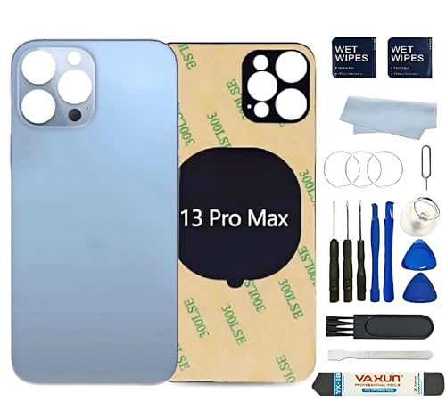 Back Glass Replacement for iPhone 13 Pro Max 6.7inch Back Cover with Pre-Installed 3M Tape +Tools (Blue iPhone 13 pro max)