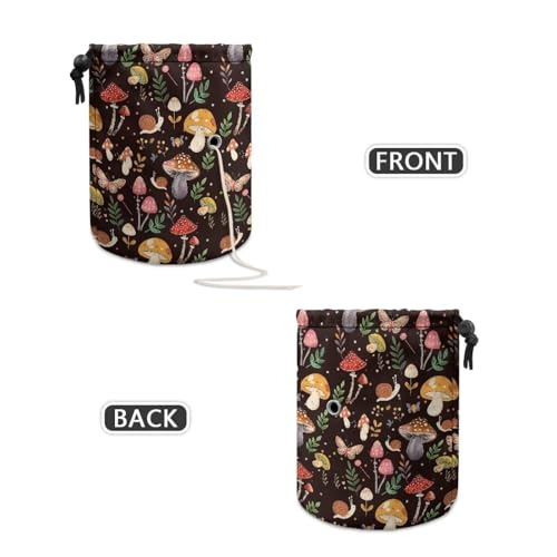 Image of Sellikakes Mushroom Yarn Bag, Small Crochet Bag Organizer, Drawstring Yarn Storage Knitting Bags, Portable Mini Yarn Holder for Crocheting Project