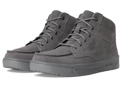 KEEN Utility Men's Gibson Mid Height Soft Toe Athletic Traction Durable Leather Work Boots, Steel Grey/Steel Grey, 9.5 D