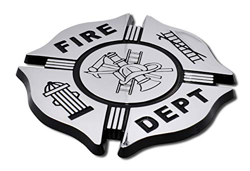 Image of Elektroplate Fire Department Cross Symbol OEM Chrome and Black Emblem for Cars, Trucks, and All Auto | Universal Fit at 2.75 inch x 2.75 inch | Weatherproof