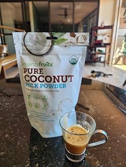 Essenzefruits Pure Organic Coconut Milk Powder - Premium Maltodextrin Free, No Sugar Added, Dairy Free, USDA Organic, Vegan, Keto & Paleo Friendly, No Additives, Pre Biotic Fibers, 27 Servings - 8 Oz