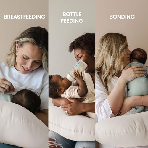 snuggle me organic nursing pillow new 2025 design  bottle amp breastfeeding pillow with organic cotton cover amp fiberfill machine washable feeding pillow newborn essentials must haves natural - v2