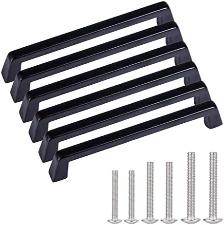 AOKENBAO 6 inch Black Cabinet pulls Black Cabinet Handles for Cabinet Drawers Bar Cabinet Bathroom Cabinet Wardrobe 6-Pack