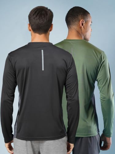 Image of CHKOKKO Gym T Shirts for Men Workout Solid Quick Dry Sports Men T-Shirts Breathable Lightweight Full Sleeve Regular Fit Round Neck Running Stylish Tshirt for man
