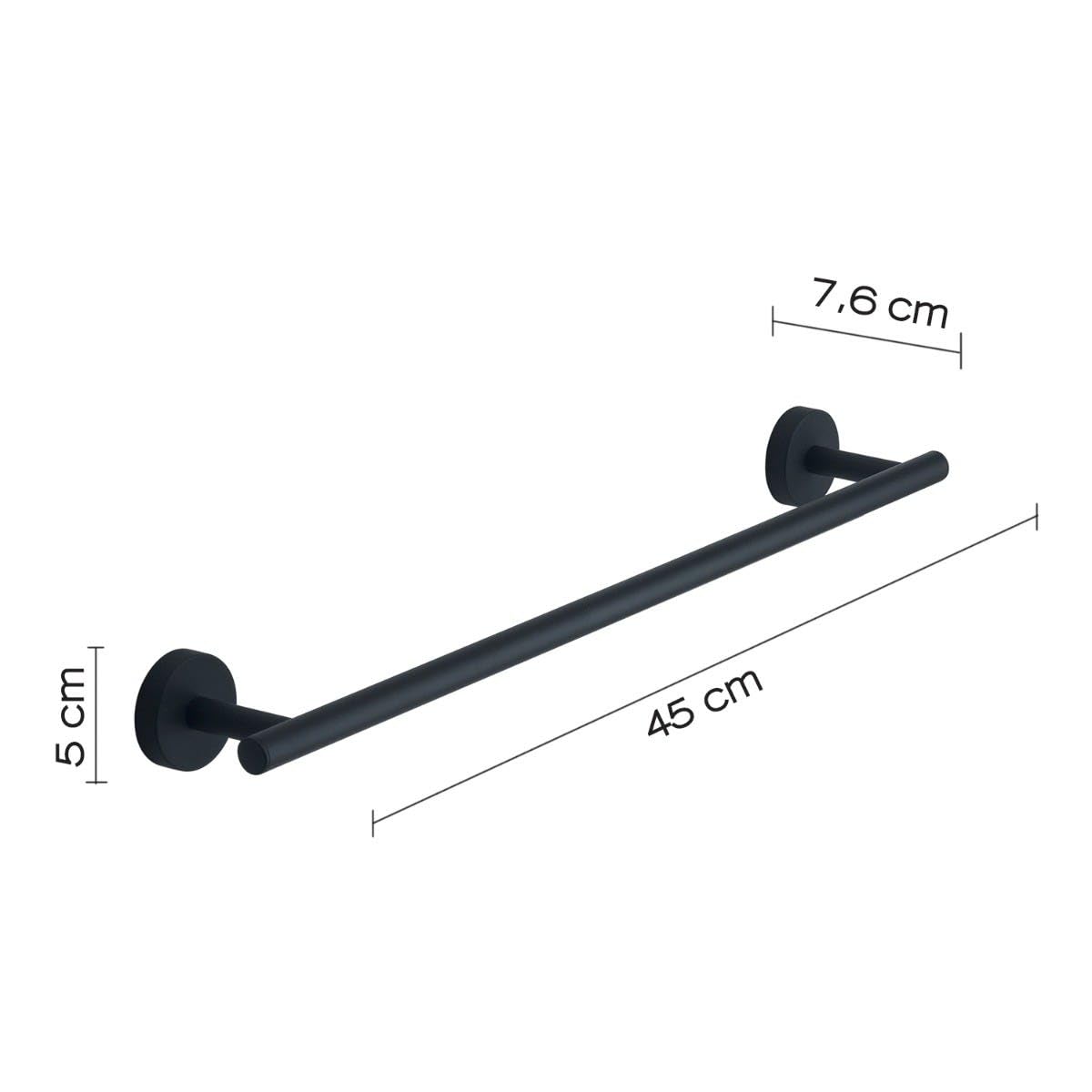 Kiamami Valentina - Portasalviette Da 45 Cm Acciaio Inox Nero Opaco Fissaggio A Muro | Violetta