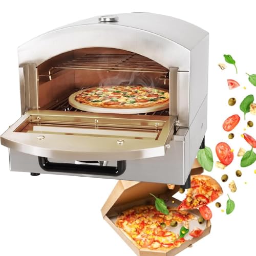 DJCDDM Commercial 12 inch Countertop Electric Pizza Oven, Multipurpose Indoor Pizza Oven, Stainless Steel Pizza Baking Machine for Restaurant Use(Gas)